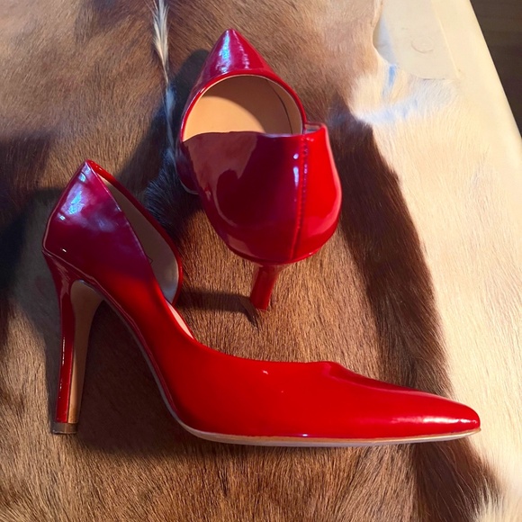 JENN ARDOR Red Stiletto 4" Heel Pumps W/ Classic Closed Toe & Open Side--SZ 8.5 - Picture 1 of 9